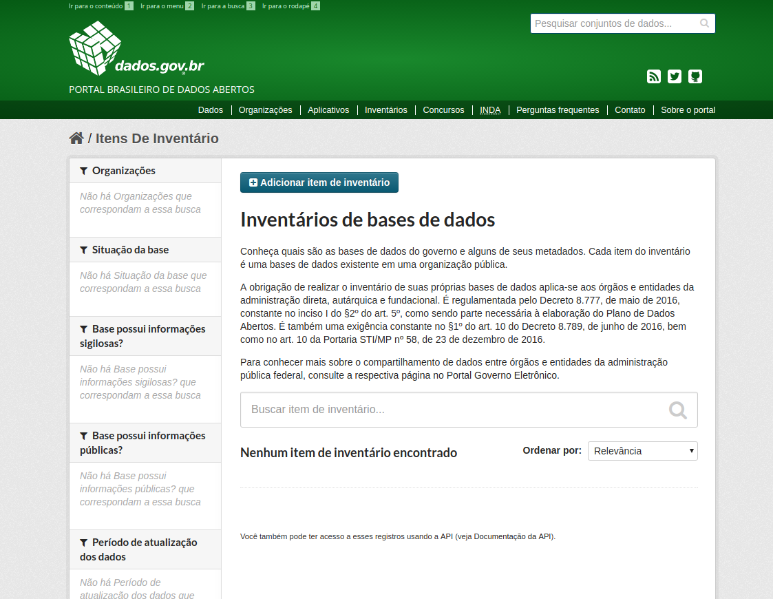 Tela de Cadastro de Inventário